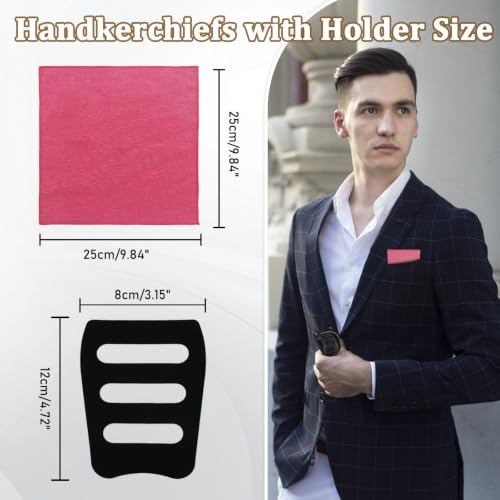 Image of LJBFNN Pocket Squares Handkerchiefs for Men Soft Cotton Mens Womens White Pocket Square with Holder for Suit Wedding Business