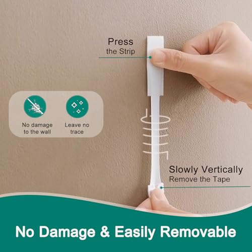 Image of Large Picture Hanging Strips, Heavy Duty Wall Picture Hanging Kit for Damage-Free, White Hanging Hooks Without Nail (40 Strips)
