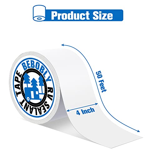 Bebobly Rv Roof Tape, 4 Inch X 50 Foot Uv Resistant & Waterproof Rv Sealant Tape, Permanent Repair Roofing Leak Tape For Rv, Camper, Boat Sealing, White #TOP1