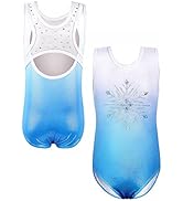 EQSJIU Gymnastics Leotards for Girls Kids Sparkly Patterned Rainbow Galaxy Aurora Colorful Butter...