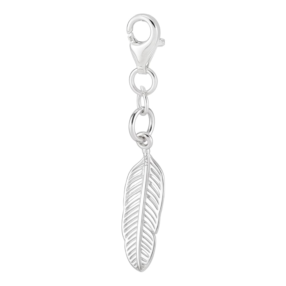 PH PandaHall Feder Anhänger, 925 Sterling Silber Feder Charms