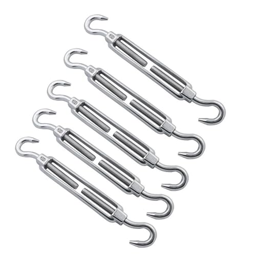 Juego de 5 tensores con gancho de acero inoxidable 304 para cable de alambre, tensión pesada M5 para sombreado solar miniatura 1