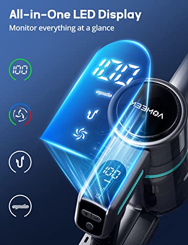 Voweek Cordless Vacuum Cleaner - 6 In 1 Lightweight Stick Vacuum With 28Kpa Powerful Suction, Max 45Mins Runtime, Led Display, 300W Rechargeable Vacuum Cleaner For Pet Hair Carpet Hard Floor #TOP3