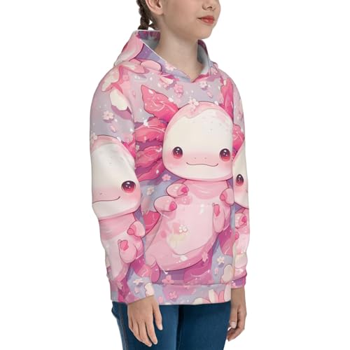 Axolotl Flower Kids Pullover Hoodies Boys Sweatshirts Girls Athletic Clothes with Pocket3