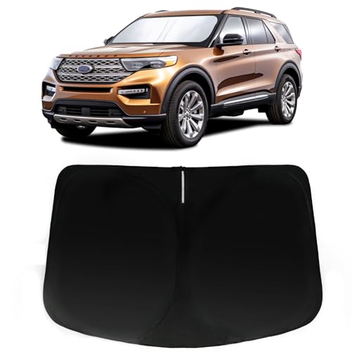 Image of Car Front Windshield Sun Shade for Explorer 2011-2019, Car Window SunShades Shield Cover Visor Protector with 240T Reflective Fabric UV & Sun Heat Protection Accessories