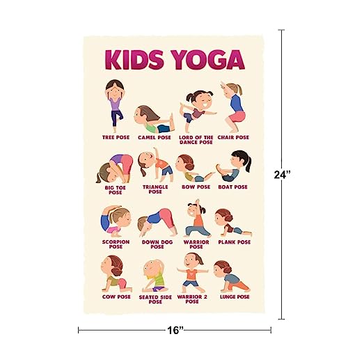 Image of Kids Yoga Poster Kid Chakra With Poses For Children Exercise Posters Activities Cool Wall Art Print Poster 16x24