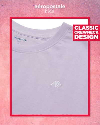 Image of Girls T Shirts - Soft Cotton Blend Short Sleeve Cute Graphic Tees - Classic Crewneck Logo Tee Girls Shirts (Sizes: 4-16), Size 10-12, Orchid