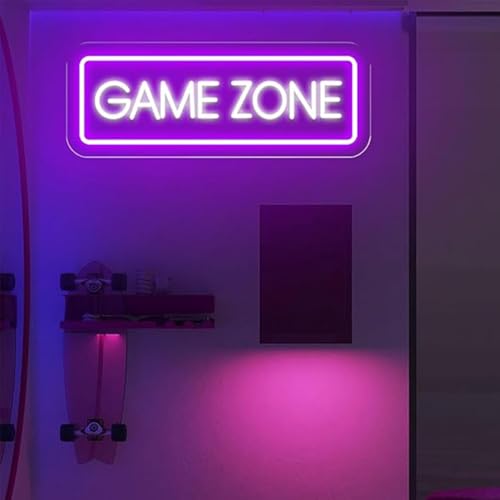 Image of LED Game Sign Game Zone Neon Signs Gaming Room Wall Art Decor Man Cave Lights Signs Gamer Home Bedroom Decoration USB Powered Brightness Adjustable