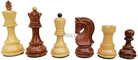 3.7" Russian Zagreb Chess Pieces Set only | Luxury Unique Chess Set in Golden Rosewood | Best Gift for Him or Her | Chess Moscow | Taj Chess Store