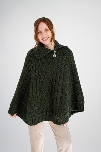 Image of SAOL Ireland Ladies 100% Merino Wool Cowl Neck Zipper Poncho
