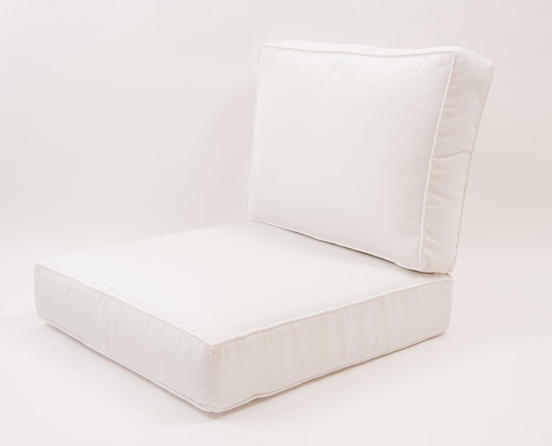Patio Chair Cushion Set - Square Indoor/Outdoor Furniture Cushions for Garden Sofa, Couch, Dining Chair - Weather Resistant Deep Seat Replacement Chair Cushion