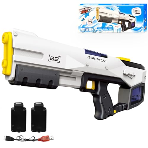 Elektrische Wasserpistole 450ml Wasserspritzpistole mit Zwei austauschbare Batterien Automatische Wasseraufnahme 8-10m Reichweite für Kinder Erwachsene Sommer Garten Pool Strand