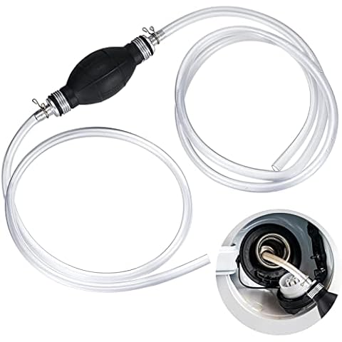 Hand Pump, Siphon Fuel Transfer Pump, 2.1m Hand Transfer Fuel Pump with 8mm Fuel Line Hose for Gasoline/Fuel/Liquid/Water Transfer Pump (1.3m+0.8m) Cover