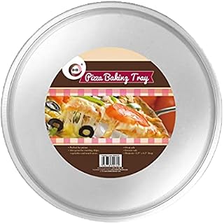 Pizza Baking Tray - 2PC Round Stainless Steel Oven Baking Non-Stick Bakeware Tray for Restaurants and Homemade Pizza Baking, Dishwasher Safe (12.5" x 0.3" (deep))