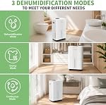 21 Pints Dehumidifier for Home, Energy Save & Silent with Hose | Auto Defrost, Continuous Draining, Auto Shut off, Smart Humidity Control, 24 Hour Timer, Suitable for Bedroom, Bathroom, RV