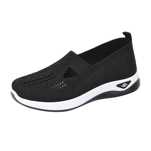 Ortopediska skor damer sommar bekväma diabetiker skor lätta andningsbara sneakers löparskor sneakers breda fötter slide sportskor promenadskor hälsosko mesh tränare, 38 svart, 43 EU