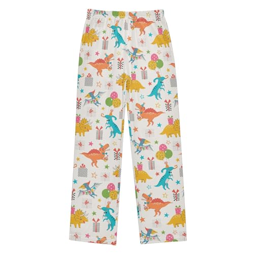 ZZXXB Birthday Dinosaur Boys Long Pants Soft Trousers Elastic Waist Kids Lounge Bottoms with Pockets S-XL