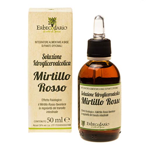 Mirtillo Rosso Gemmoderivato, Utile per la Regolarità Intestinale, Integratore mirtillo rosso per le Vie Urinarie, Soluzione Idrogliceroalcolica favorisce il benessere delle Vie Urinarie - 50ml