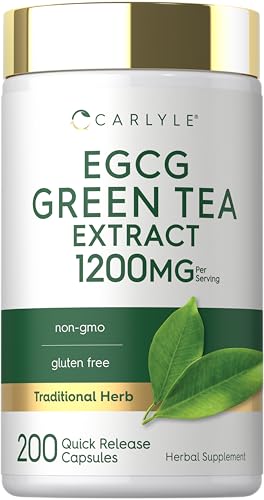 Carlyle EGCG Green Tea Extract Supplement | 200 Capsules | Non-GMO and Gluten Free