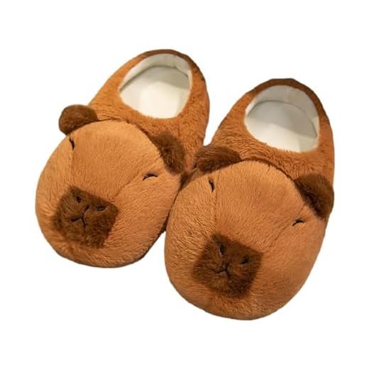 Capybara - Pantuflas de Felpa y Algodón para Casa, Bonitas y Suaves, Cálidas de Invierno para Interiores, Divertidos Zapatos de Dormitorio de Dibujos Animados