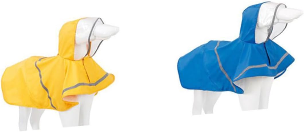 Dog Rain Coat Waterproof Reflective Yellow L Size Pet Rain Jacket All-Season Rainwear for Dogs Outdoor Walking and Travel