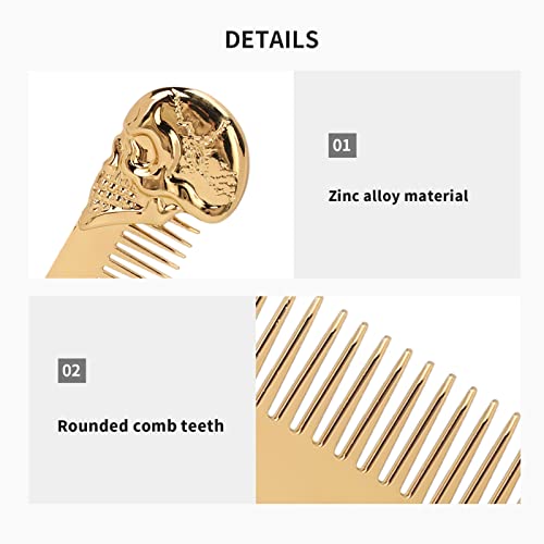 Peine para cabello y barba metal dorado portátil miniatura 5