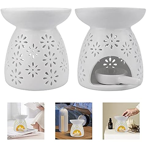 "N/A" WANTOUTH 2 Stücke Duftlampe Teelicht Keramik Blumenmuster Duftöl Teelichthalter Weiß Aromalampe Aroma Lampe Teelicht öl Aromabrenner Cover