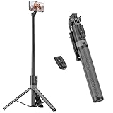 RISEOFLE スマホ三脚＆自撮り棒 180cm 収納一体型 スマホスタンド 三脚 iPhone/Android対応 長い セルカ棒 ワイヤレスリモコン付き 旅行/自撮り/動画撮影/ライブ配信などに最適