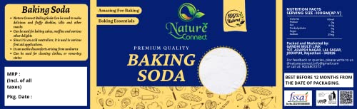 Image of Nature Connect Baking Soda 300gm Used for Cleaning face Skin Teeth whitening Cooking Eating Sodium Bicarbonate Baking Soda for Cake, Powder Multi-Purpose [Jar Pack]