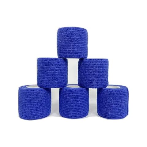 Cohesive Bandage,Blue Self Adherent Cohesive Bandages 5cm x 4.5 Meters - Pack of 6pcs,for Wrist Ankle Sprains & Swelling Cover