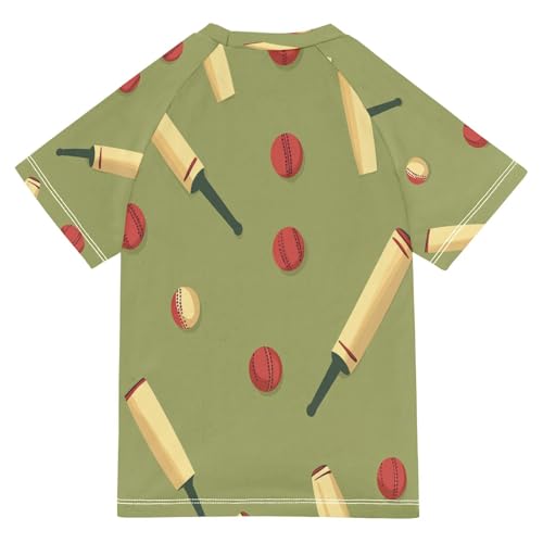 Boys Short Sleeve T-Shirts Cricket Sport Ball Rashguard Kids Swim Shirts Sun UPF 50+ Multicoloured2