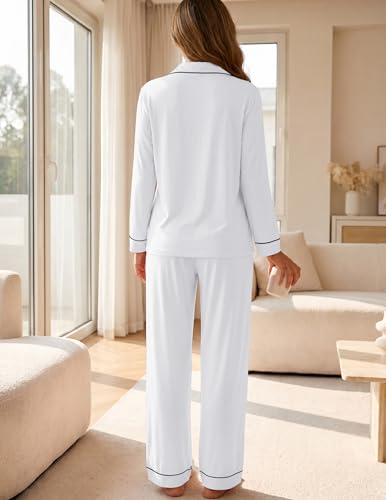 Image of ZMJ Womens Pajamas Sets 2 Piece Long Sleeve and Pant Pj Sets Button Up Sleepwear