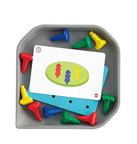 Image of edxeducation FunPlay Geo Pegs - Homeschool Kit for Toddlers - 18m+ - 24 Plastic Pegs + 2 Pegboards + 50 Activities + Messy Tray