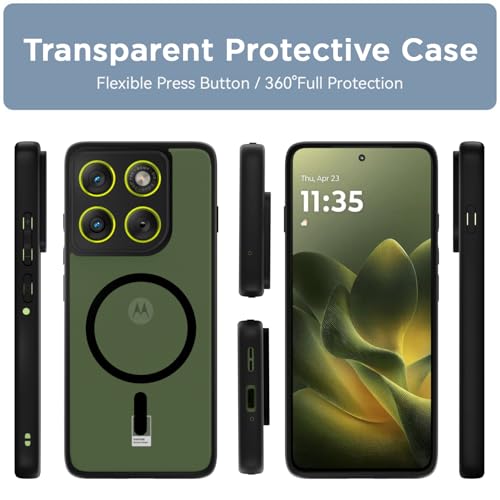 Image of Amazon Basics Back Cover for Motorola Moto Edge 70 5G Compatible with Mag-Safe | Shockproof Design | Hard Transparent Back Case (Black Mag-Safe)