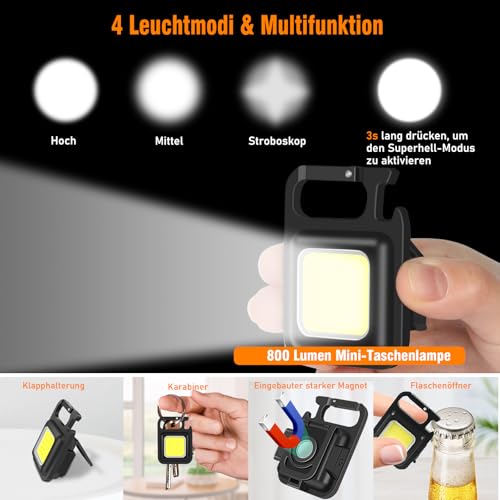 Shadowhawk Taschenlampe LED Aufladbar 500000 LM mit COB Schlüsselanhänger – Ansicht 6