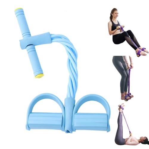 Elastique Musculation,Corde De Tension Multifonction avec Pédales Et Poignées,Elastique a Pedale Sport,Bande Resistance Musculation pour Abdominaux Bras Jambes Yoga Sport Maison (6 Tubes-Blue)
