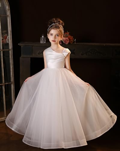 Tulle Flower Girl Dresses for Wedding Party 2025 Satin Pageant Dresses Princess Birthday Party Ball Gown3