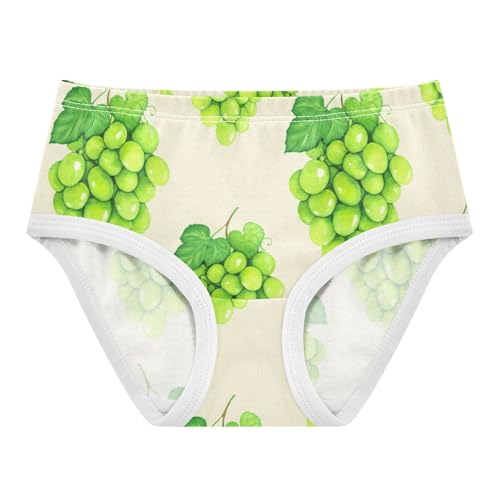 Pattern Toddler Girls Underwear 2t Cotton Panties for Girl Green Grapes Leaves Beige Underpants Briefs