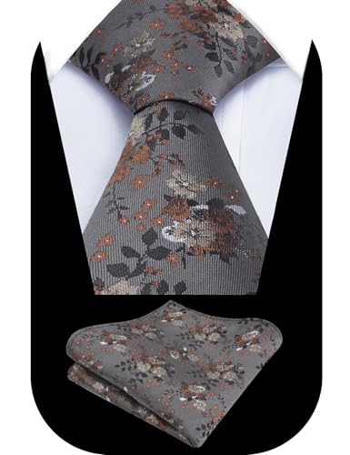 Image of Alizeal Mens 3.15inches Delicate Floral Tie with Small Flower Printed Handkerchief Set