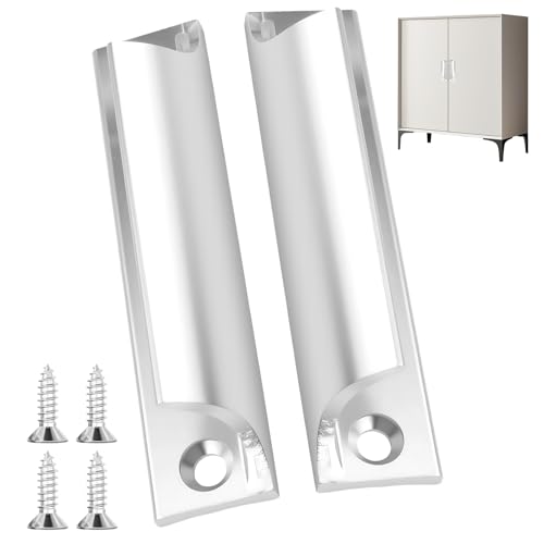 2 tiradores para puerta de balcón con 4 tornillos, tirador blanco para puerta de balcón, exterior, mango de aleación de aluminio, herrajes para puertas, ventanas, cajones, puertas de armario (plateado