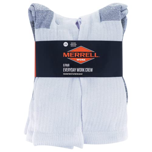 Image of Merrell Unisex Adult Men's and Women's Durable Everyday Work Crew Socks - 3 & 6 Pairs - Anti-odor Cotton
