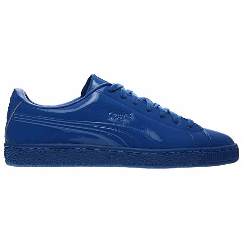 PUMA PUMA Men's Basket Classic Patent Emboss Fashion Sneaker, Safety Yellow (9.5 D(M) US, Puma Royal)