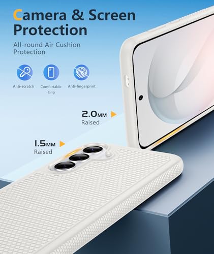 Image of FNTCASE for Samsung Galaxy S26 Case: Military Grade Drop Protection, 14ft Drop Protective, Screen Protector Included, Anti-Slip Tempered TPU+PC Dual Layer Shockproof Phone Case Cover (White)