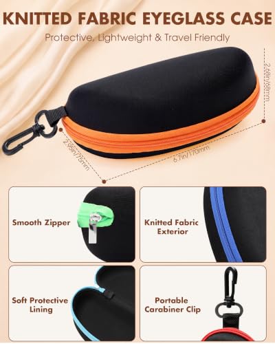 Image of Treela 24 Pcs Sunglasses Case Portable Travel Hard Shell Zipper Frame Summer Eyeglasses Case with Plastic Hook for Women Men