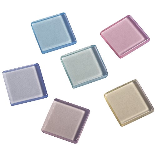 Rayher Mosaico acrílico, Transparente, 1 x 1 cm, Aprox. 205 Unidades, Caja de 50 g, Mezcla de Tonos Pastel, Cuadrado, Piedras de plástico, Mosaico de plástico translúcido, Medio, Pastel