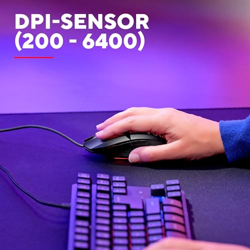 GXTrust 1113 Vylax Gaming Muis met LED Verlichting en 6 Programmeerbare Knoppen, Geïntegreerde Software, 200-6400 DPI, 150 cm USB Kabel, Wired Gaming Mouse voor PC Computer Laptop, Zwart - Afbeelding 4