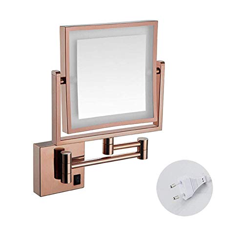 Miroir de maquillage éclairé LED 3X extensible sans perçage carré - 2