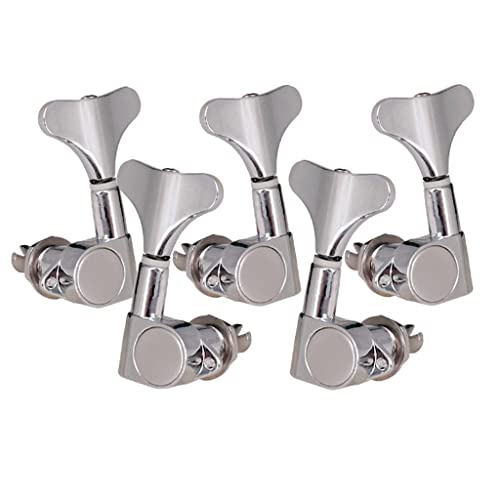 TISHITA フィッシュテールボタンロック式チューニングペグ(4/5/6弦エレキベース用), 銀, 3L2R