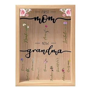 Generisch Geburtsblumenrahmen Holzoptik Bilderrahmen