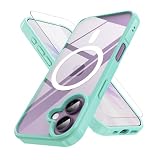 PinLiSheng Anti-Yellowing Magnetic for iPhone 17 Case with 1 Screen Protector [Mil-Grade Drop Protection] [Compatible with Magsafe] Shockproof Slim Transparent Protective Phone Case,Clear Green